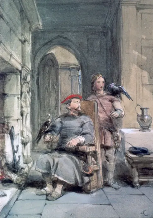 Framed Print : Knight and Page, 19th century. Artist: George Cattermole Framed Print : Knight and Page, 19th century. Artist: George Cattermole