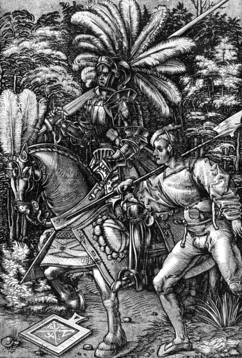Framed Print : Knight and Squire, early 16th century, (1929). Artist: Hans Wechtlin the Elder Framed Print : Knight and Squire, early 16th century, (1929). Artist: Hans Wechtlin the Elder