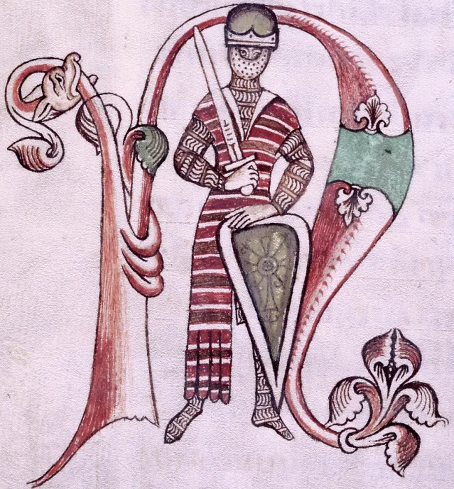 Framed Print : Knight with sword and shield, 12th-13th century. Creator: Unknown Framed Print : Knight with sword and shield, 12th-13th century. Creator: Unknown
