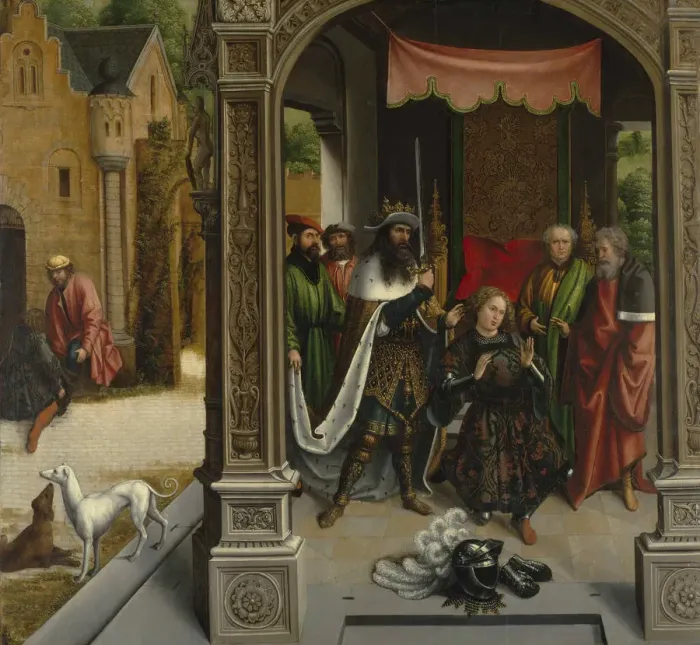 Framed Print : The Knighting of Saint Martin by the Emperor Constantine, ca 1514. Creator: Orley Framed Print : The Knighting of Saint Martin by the Emperor Constantine, ca 1514. Creator: Orley