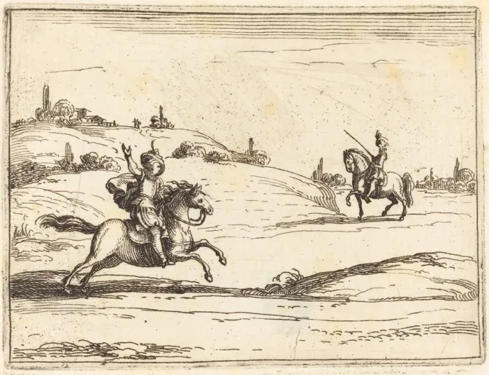 Framed Print : Two Knights, 1628. Creator: Jacques Callot Framed Print : Two Knights, 1628. Creator: Jacques Callot