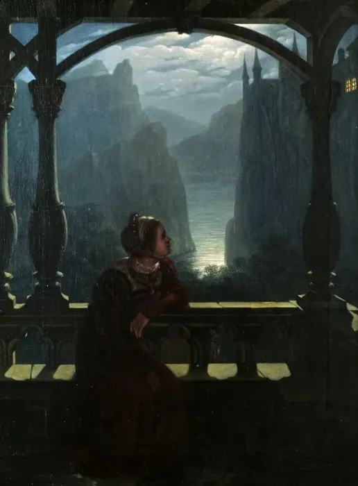 Framed Print : Knights Castle in the Moonlight, 1817. Creator: Hampe, Carl Friedrich (1772-1848) Framed Print : Knights Castle in the Moonlight, 1817. Creator: Hampe, Carl Friedrich (1772-1848)