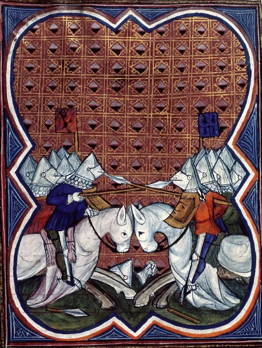Framed Print : Knights charging, end of the 14th century. Creator: Unknown Framed Print : Knights charging, end of the 14th century. Creator: Unknown