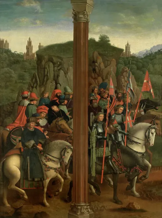 Framed Print : The Knights of Christ and The Just Judges, c1430s. Creator: Jan van Eyck Framed Print : The Knights of Christ and The Just Judges, c1430s. Creator: Jan van Eyck