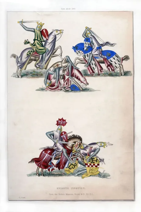 Framed Print : Knights fighting, c1260, (1843). Artist: Henry Shaw Framed Print : Knights fighting, c1260, (1843). Artist: Henry Shaw