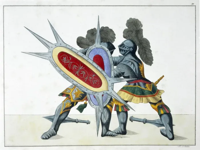 Framed Print : Two knights fighting on foot, 1842. Artist: Friedrich Martin von Reibisch Framed Print : Two knights fighting on foot, 1842. Artist: Friedrich Martin von Reibisch