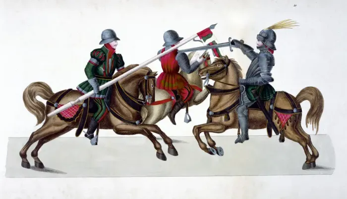 Framed Print : Three knights jousting at a tournament, 1842. Artist: Friedrich Martin von Reibisch Framed Print : Three knights jousting at a tournament, 1842. Artist: Friedrich Martin von Reibisch