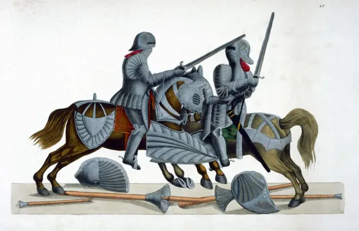 Framed Print : Two knights jousting at a tournament, 1842. Artist: Friedrich Martin von Reibisch Framed Print : Two knights jousting at a tournament, 1842. Artist: Friedrich Martin von Reibisch