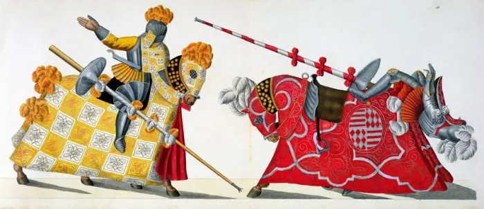 Framed Print : Two knights at a tournament, 1842. Artist: Friedrich Martin von Reibisch Framed Print : Two knights at a tournament, 1842. Artist: Friedrich Martin von Reibisch