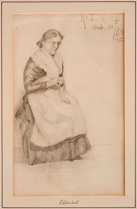 Framed Print : Knitting, 1884. Creator: Louis Michel Eilshemius Framed Print : Knitting, 1884. Creator: Louis Michel Eilshemius