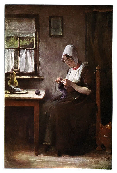 Knitting fisherwoman, 1901. Artist: Hobbe Smith