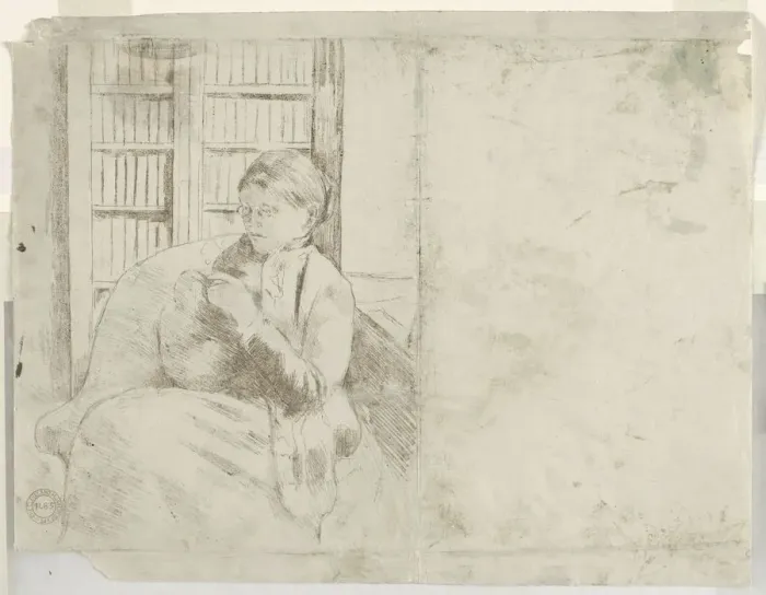 Framed Print : Knitting in the Library (verso), c. 1881. Creator: Mary Cassatt (American, 1844-1926) Framed Print : Knitting in the Library (verso), c. 1881. Creator: Mary Cassatt (American, 1844-1926)