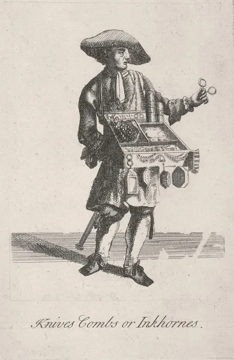 Framed Print : Knives Combs or Inkhornes, Cries of London, c1688 Framed Print : Knives Combs or Inkhornes, Cries of London, c1688