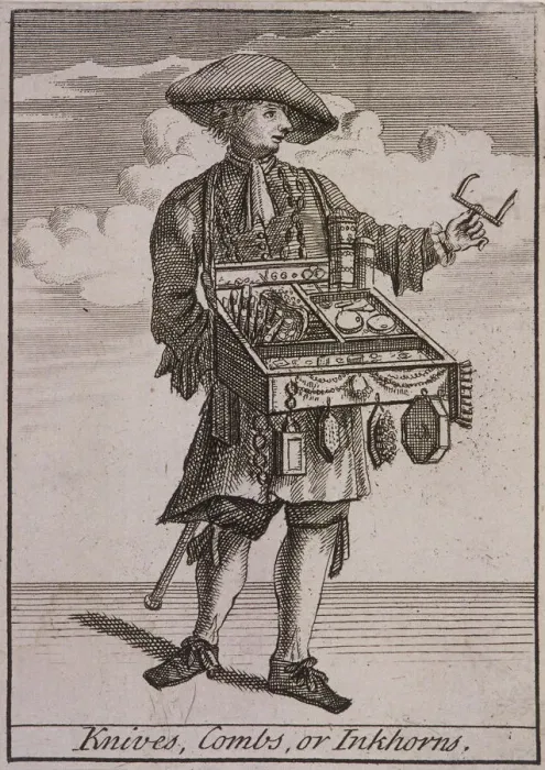 Framed Print : Knives, Combs, or Inkhorns, Cries of London, (c1688?) Framed Print : Knives, Combs, or Inkhorns, Cries of London, (c1688?)
