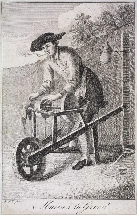 Framed Print : Knives to Grind, Cries of London, c1750. Artist: JM Framed Print : Knives to Grind, Cries of London, c1750. Artist: JM