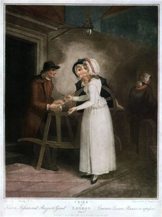Framed Print : Knives, Scissors and Razors to Grind, 1795, (1929). Artist: Giovanni Vendramini Framed Print : Knives, Scissors and Razors to Grind, 1795, (1929). Artist: Giovanni Vendramini