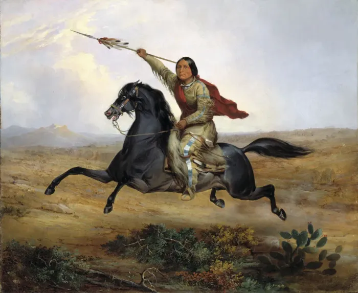 Framed Print : Ko-rak-koo-kiss, a Towoccono Warrior, 1844. Creator: John Mix Stanley Framed Print : Ko-rak-koo-kiss, a Towoccono Warrior, 1844. Creator: John Mix Stanley