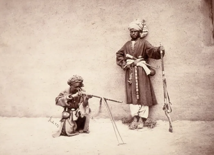 Framed Print : Kohistani and Hazara combatants, Kabul, Afghanistan, c1880. Creator: John Burke Framed Print : Kohistani and Hazara combatants, Kabul, Afghanistan, c1880. Creator: John Burke