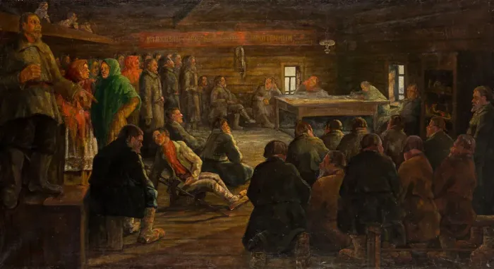Framed Print : The Kolkhoz Meeting, Early 1930s Framed Print : The Kolkhoz Meeting, Early 1930s