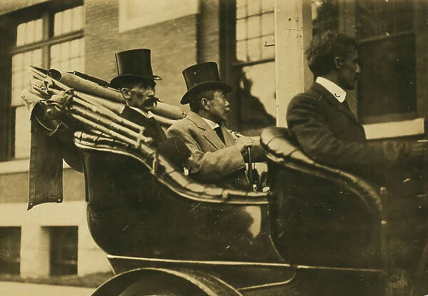 Komura and Takahira arriving at peace conference building, 1905. Creator: Unknown