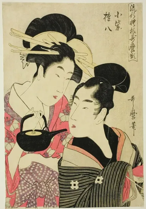 Framed Print : Komurasaki and Gonpachi, from the series Fashonable Patterns in Utamaro Style (Ryuko... c1798 / 99. Creator: Kitagawa Utamaro. Komurasaki and Gonpachi, from the series Fashonable Patterns in Utamaro Style (Ryuko... c1798 / 99) Framed Print : Komurasaki and Gonpachi, from the series Fashonable Patterns in Utamaro Style (Ryuko... c1798 / 99. Creator: Kitagawa Utamaro. Komurasaki and Gonpachi, from the series Fashonable Patterns in Utamaro Style (Ryuko... c1798 / 99)