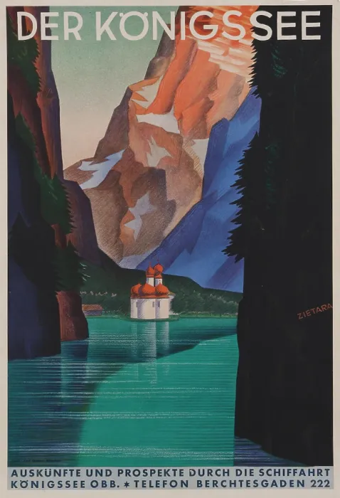 Framed Print : The Konigssee, 1930s. Creator: Zietara, Valentin (1883-1935) Framed Print : The Konigssee, 1930s. Creator: Zietara, Valentin (1883-1935)