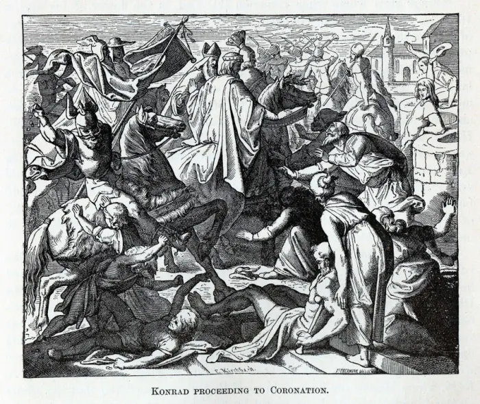 Framed Print : Konrad proceeding to Coronation, 1882. Artist: Obermann, Carl Ferdinand (1823-1910) Framed Print : Konrad proceeding to Coronation, 1882. Artist: Obermann, Carl Ferdinand (1823-1910)