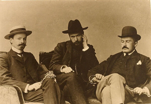 Konstantin Balmont, Sergei Poliakov and Modest Durnov, Russian poets, 1904