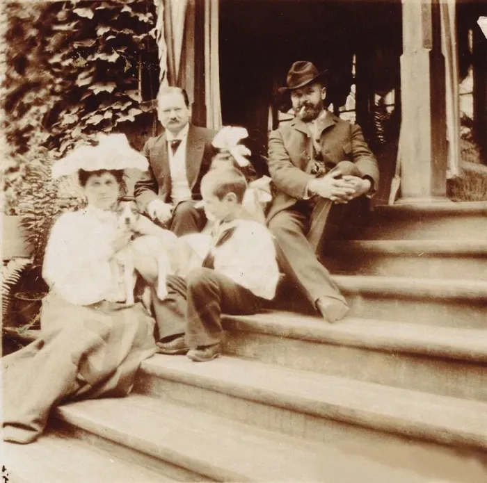 Framed Print : Konstantin Korovin (right) visits the Teljakowski family in Otradnoje estate, 1900s Framed Print : Konstantin Korovin (right) visits the Teljakowski family in Otradnoje estate, 1900s