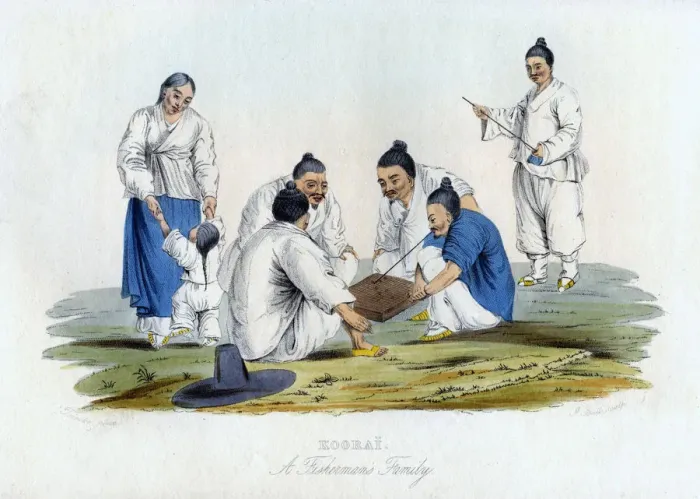 Framed Print : Koorai, a Fishermans Family, 1848. Artist: J Bull Framed Print : Koorai, a Fishermans Family, 1848. Artist: J Bull
