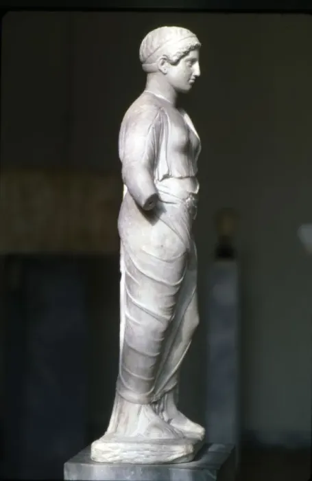 Framed Print : Kore, Persephone wearin Ionaian Chiton and Himation Attic Sculpture, c420 BC Framed Print : Kore, Persephone wearin Ionaian Chiton and Himation Attic Sculpture, c420 BC