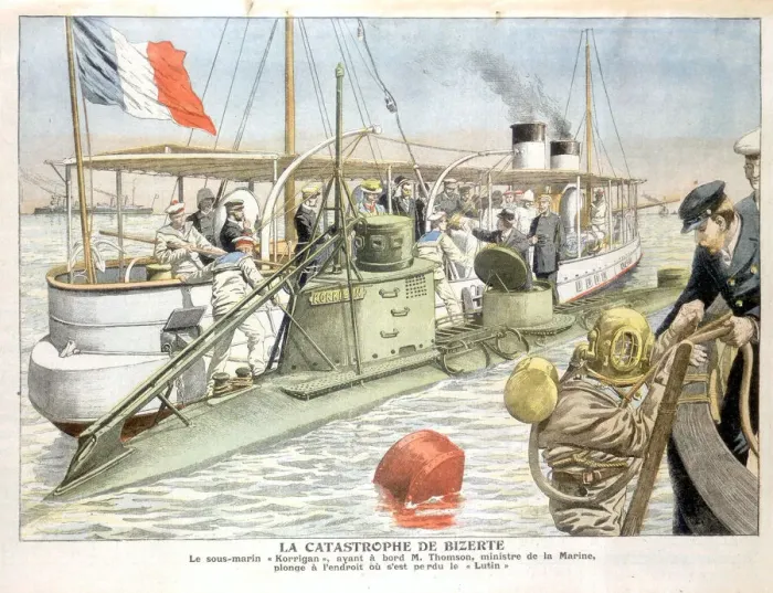 Framed Print : Korrigan, French navy submarine, 1906 Framed Print : Korrigan, French navy submarine, 1906