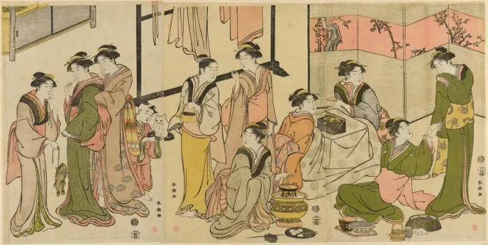 Framed Print : Around the Kotatsu, c. 1789. Creator: Katsukawa Shuncho Framed Print : Around the Kotatsu, c. 1789. Creator: Katsukawa Shuncho