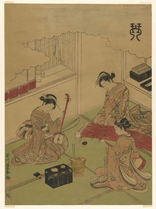 Framed Print : Koto (Kin), from an untitled series of the four accomplishments, c. 1772 / 75 Framed Print : Koto (Kin), from an untitled series of the four accomplishments, c. 1772 / 75
