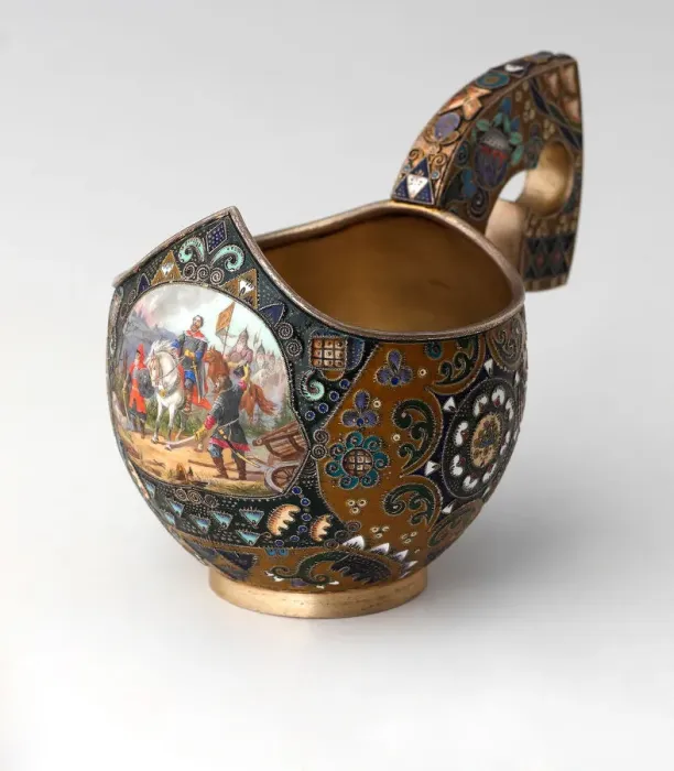 Framed Print : Kovsh (drinking vessel or ladle), Between 1908 and 1917. Artist: Ruckert, Fyodor, (Faberge manufacture) (active 1890-1917) Framed Print : Kovsh (drinking vessel or ladle), Between 1908 and 1917. Artist: Ruckert, Fyodor, (Faberge manufacture) (active 1890-1917)