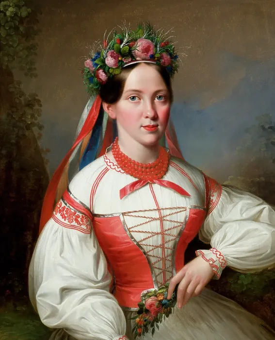 Framed Print : A Krakovian Woman, 1845. Creator: Martin Jablonski Framed Print : A Krakovian Woman, 1845. Creator: Martin Jablonski