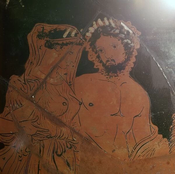 Detail from a krater showing Pluto carrying off Persephone, 4th century BC. Artist: Iliupersis Painter