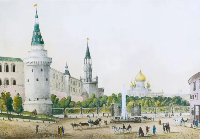 Framed Print : The Kremlin Garden, Moscow, Russia, c1830s-c1840s Framed Print : The Kremlin Garden, Moscow, Russia, c1830s-c1840s