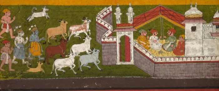 Framed Print : Krishna and Balarama Approaching Mathura, c. 1740-1750. Creator: Unknown