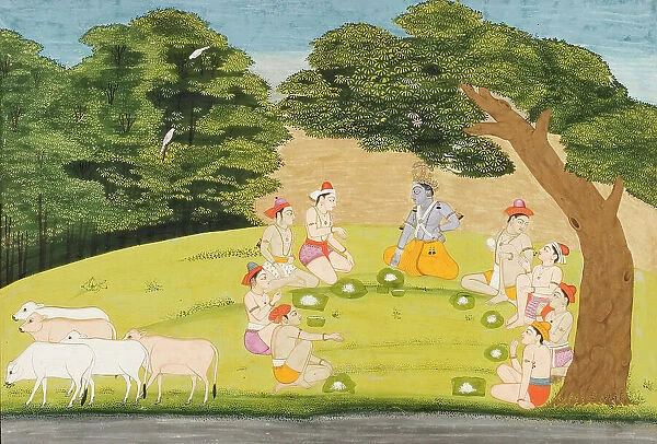 Krishna and the Cowherds on a Picnic, Folio from a Bhagavata Purana, between 1760 and 1765. Creator: Unknown
