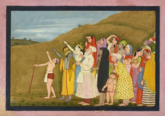 Framed Print : Krishna and his family admire a solar eclipse, perhaps a page from the Framed Print : Krishna and his family admire a solar eclipse, perhaps a page from the