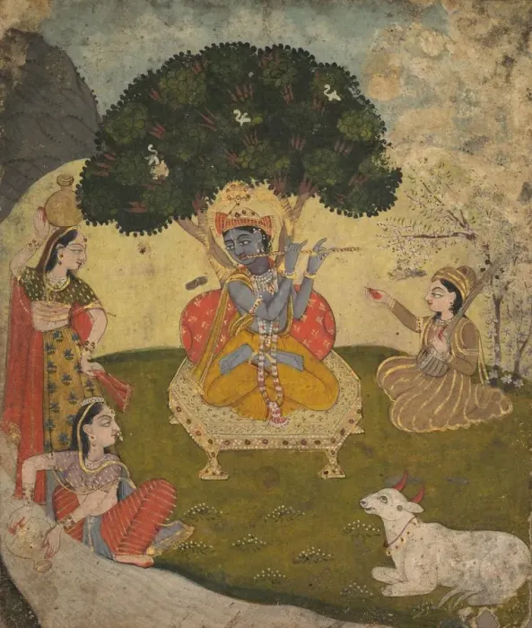 Framed Print : Krishna and Gopis, mid 1800s. Creator: Unknown Framed Print : Krishna and Gopis, mid 1800s. Creator: Unknown