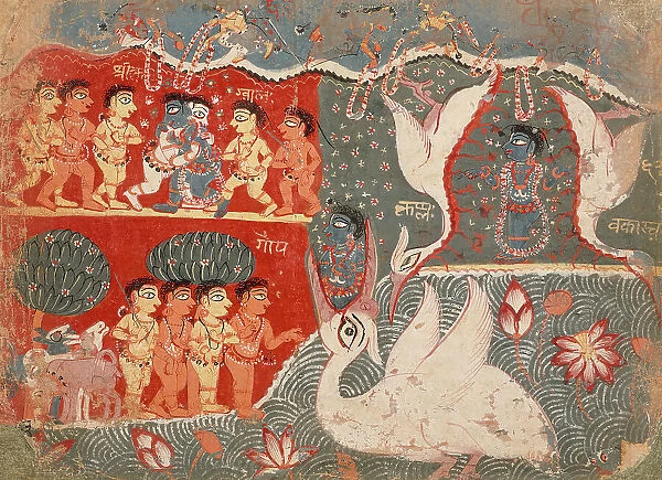 Krishna Kills the Crane Demon, Folio from a Bhagavata Purana... between 1525 and 1550. Creator: Unknown