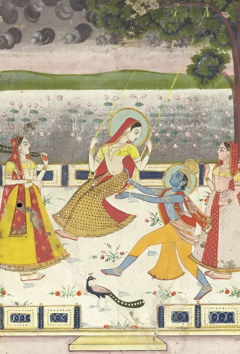 Framed Print : Krishna and Radha, 19th century. Creator: Unknown Framed Print : Krishna and Radha, 19th century. Creator: Unknown