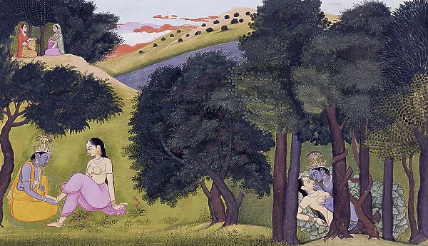 Krishna and Radha as Lovers, from a 'Gitagovinda' Series, c1780. Creator: Unknown. Krishna and Radha as Lovers, from a 'Gitagovinda' Series, c1780. Creator: Unknown