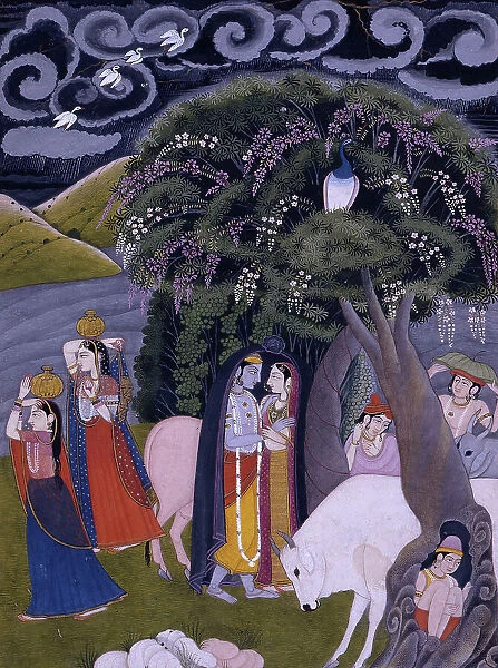 Krishna and Radha Taking Shelter from the Rain, 1775-1800. Creator: Unknown