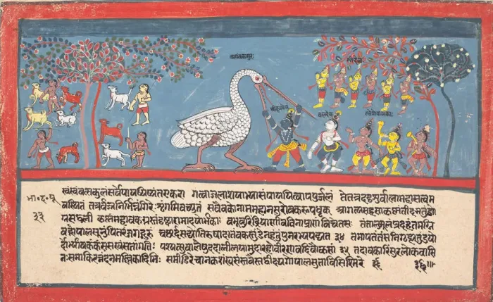 Framed Print : Krishna Slays Bakasura, the Crane Demon... from a Dispersed Bhagavata Purana... 1800-1825 Framed Print : Krishna Slays Bakasura, the Crane Demon... from a Dispersed Bhagavata Purana... 1800-1825