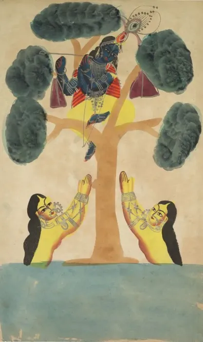 Framed Print : Krishna Steals the Clothes of the Cowgirls (Gopis), 1800s. Creator: Unknown Framed Print : Krishna Steals the Clothes of the Cowgirls (Gopis), 1800s. Creator: Unknown