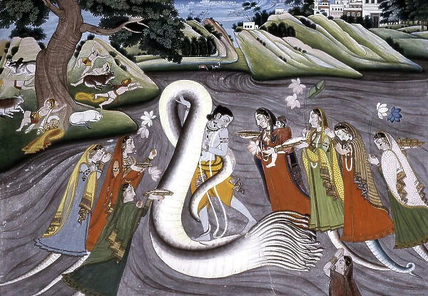 Krishna Subdues Kaliya, c1800. Creator: Unknown