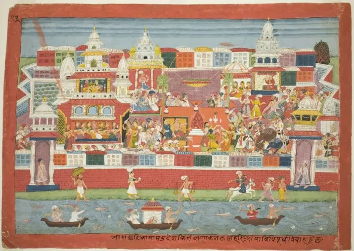 Framed Print : Krishnas Marriage to Kalinda, from a copy of the Bhagavat Purana, c. 1775 Framed Print : Krishnas Marriage to Kalinda, from a copy of the Bhagavat Purana, c. 1775